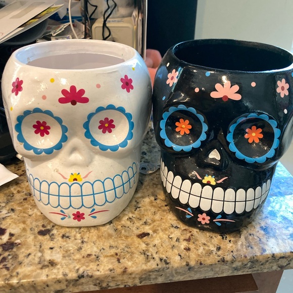 Set of 2 día de los muertos planters euc - Picture 2 of 4